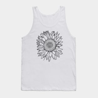 Sunflower Black Line Drawing Tank Top